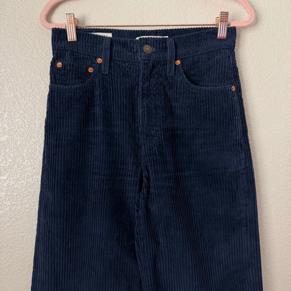 Levis Pants Womens Size 25 Navy Blue Ribcage Wide Leg Corduroy High Rise Boho - Picture 4 of 9